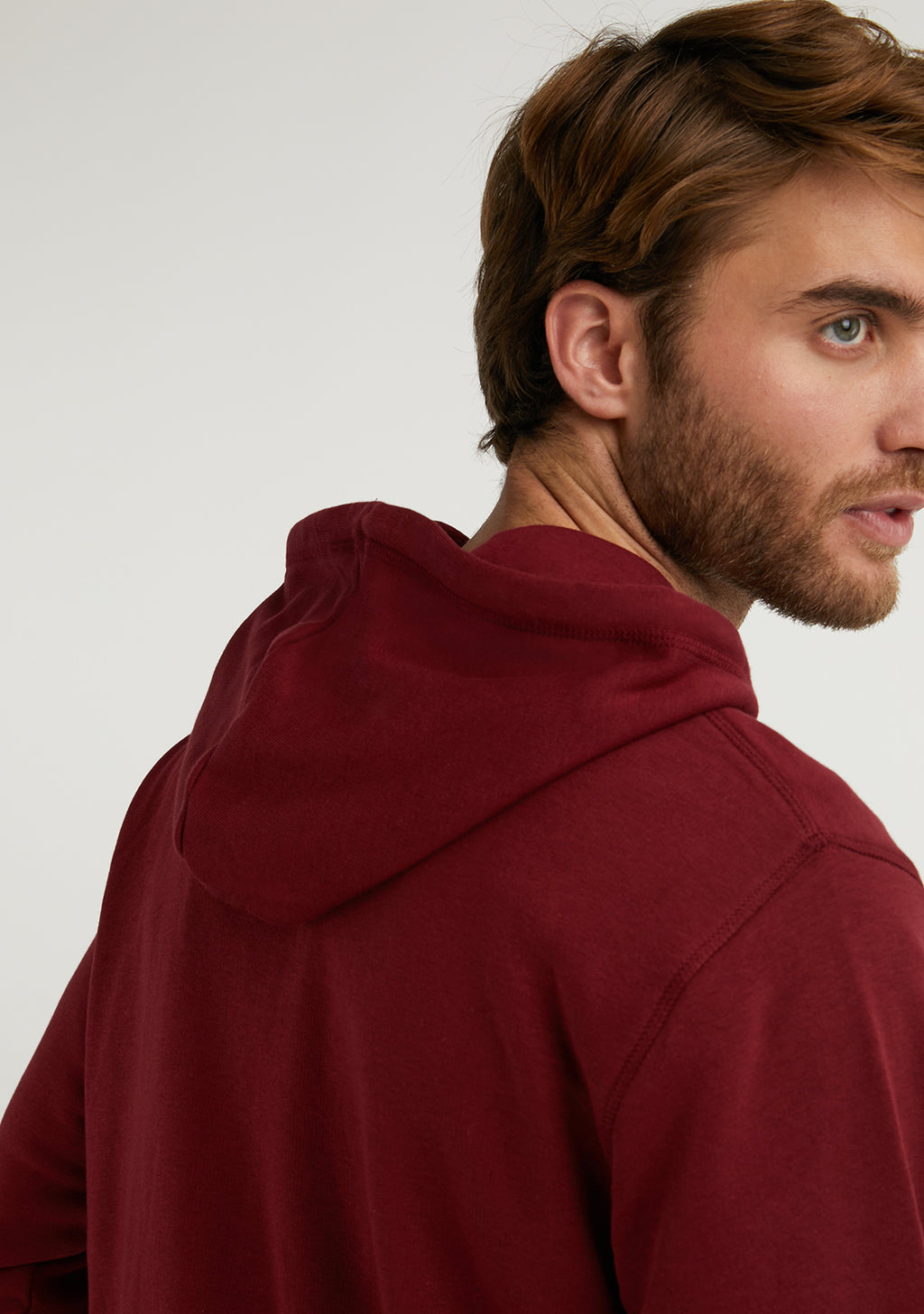 Embroidery  Logo Zip Hoodie Burgundy